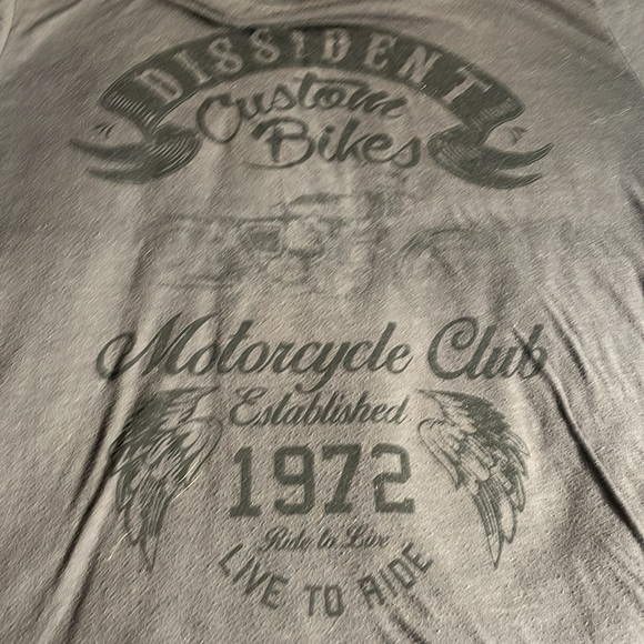 ♠️ 3/20 DNM Dissident Men’s Grey Motorcycle Custom Bikes Grey Tee Shirt Size XL - Picture 3 of 5